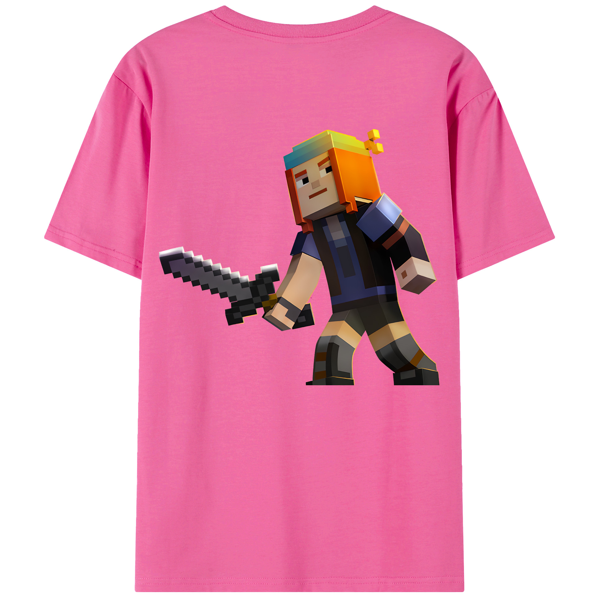 （画像用） マインクラフト ブロックの世界 Minecraft MC Block world レディース半袖Tシャツ(バックプリント)